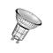 LED-Lampe mit GU10-Sockel und reflektierender Frontoptik, beschriftet mit LEDVANCE.