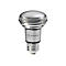 Silberne LEDVANCE Reflektorlampe mit E27-Sockel vor weißem Hintergrund.
