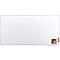 Groot rechthoekig whiteboard, wit met zilveren rand. Accessoirehouder rechtsonder.