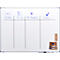 Whiteboard mit vier Spalten: Story, To Do, In Progress, Done. Zubehör, Stiftehalter, Schwamm.