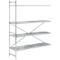 Legbordstelling, aanbouwstelling, roestvrij staal, geperforeerde bodem, H 2000 x B 1475 x D 500 mm