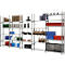 Legbordstelling R 3000, complete stelling 5,155 m, 1 basis- en 4 aanbouwsecties incl. 25 legborden, gegalvaniseerd, H 2278 x B 5155 x D 400 mm