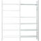 Legbordstelling R 3000, complete stelling 5,155 m, 1 basis- en 4 aanbouwsecties incl. 25 legborden, gelakt, H 2278 x B 5155 x D 400 mm