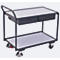 Leichter ESD-Tischwagen, Stahl/Spanplatte, Graphitgrau/Lichtgrau, 2 Etagen, L 985 x B 605 mm, 2 Schubladen, TPE-Rollen mit EasySTOP, bis 250 kg