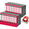 Leitz 1050 map, rugbreedte 52 mm, 20 stuks + Leitz 5008 perforator, 3 mm/30 vel, rood