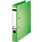 Green Leitz binder, with white spine and metal brackets. The binder is slightly open.