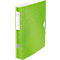 Green folder with geometric pattern, white label, clasp.
