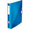 Blue binder with white accents and floral pattern, brand logo visible.
