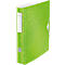 Green file folder with pattern and closure.