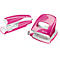LEITZ® Bürolocher + Tischheftgerät Wow SET, metallic-pink