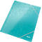Turquoise folder with pattern and rubber band. The Leitz logo can be seen below.