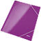 A purple file folder with an elastic band closure. The logo "LEITZ" is visible in the bottom right corner.