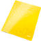 Yellow Leitz folder, with geometric pattern and Leitz logo.