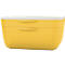 Yellow container with white lid, with handles.