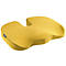 Coussin de siège ergonomique jaune avec une forme incurvée pour le confort.