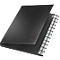 Black file folder with labeled tabs.