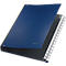 Blue Leitz binder with tabs. The binder is half-open, tabs are labeled with numbers.