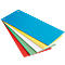 Fan of paper sheets in different colors: red, green, white, yellow and blue. Holes are in the corners.