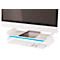 LEITZ® Ergo WOW Monitorständer, ergonomisch, für Monitore bis 27', 2-stufig höhenverstellbar mit Ablagefläche für Tastatur, B 209 x H 112 mm, weiss/blau