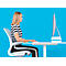 LEITZ® Ergo WOW Monitorständer, ergonomisch, für Monitore bis 27', 2-stufig höhenverstellbar mit Ablagefläche für Tastatur, B 209 x H 112 mm, weiss/blau