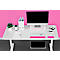 LEITZ® Ergo WOW Monitorständer, ergonomisch, für Monitore bis 27", 2-stufig höhenverstellbar mit Ablagefläche für Tastatur, B 209 x H 112 mm, weiss/rosa