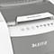 Grey and white Leitz brand shredder. "Automatic" is written on top, symbols below. The model name is "IQ Autofeed Office 150".