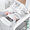 Leitz IQ Autofeed Office Pro 600 papiervernietiger P4, volledig automatisch, deeltjes snijden 4 x 36 mm, 110 l, 600 vel snijcapaciteit, met rollen, wit