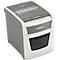 Leitz shredder. White and grey device with "Leitz" logo. Shredded paper visible in the collection container.