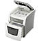 Shredder with open lid and drawer pulled out with shredded papers. Leitz brand.
