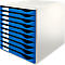 LEITZ® ladebox, 10 schuifladen, A4, polystyreen, lichtgrijs/blauw