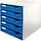 LEITZ® ladebox, 5 schuifladen, A4, polystyreen, lichtgrijs/blauw