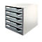LEITZ® ladebox, 5 schuifladen, A4, polystyreen, lichtgrijs/grijs