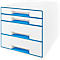 LEITZ® ladebox WOW CUBE 5213, 4 schuifladen, A4, polystyreen, blauw