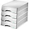 Stack of four white drawers with the label "LEITZ".