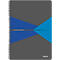 Graues Notizbuch mit blauen Akzenten und Spirale. Schriftzug: The Office Notebook. Marke: LEITZ.