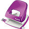 A purple hole punch with a white base, featuring the "Leitz" logo.