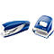 Stapler and hole punch, blue and white. Both with LEITZ logo.