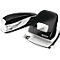 LEITZ® office punch + desktop stapler SET, negro alto brillo