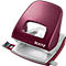 Burgundy hole puncher, silver elements. Imprint: Leitz. Clamping device, hole display.