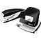 LEITZ® perforatrice de bureau + agrafeuse de bureau SET, noir brillant