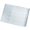 Transparent index card with letters, lines and perforation. A clear structure for order.