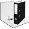 Black open binder on white background. White inside, black outside with white label.