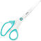 White scissors with turquoise accents, brand Leitz.