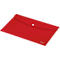Rote Dokumententasche mit Druckknopfverschluss.