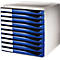 LEITZ® Schubladenbox, 10 Schübe, DIN A4, Polystyrol, lichtgrau/blau