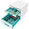 LEITZ® Schubladenbox WOW CUBE 5213, 4 Schübe, DIN A4, Polystyrol, eisblau