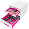 LEITZ® Schubladenbox WOW CUBE 5213, 4 Schübe, DIN A4, Polystyrol, pink