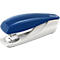 Blue and white stapler of the Leitz brand. Top blue, bottom white.