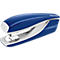 Blue and white stapler with silver metal parts. The brand logo 'LEITZ' is visible.