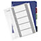 Multi-part folder dividers with numbers 1-5. In white, grey, blue, green, red and black. Marked with LEITZ.